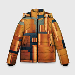 Куртка зимняя для мальчика Золотые геометрические слитки, цвет: 3D-черный