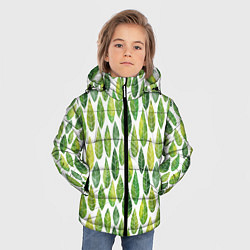 Куртка зимняя для мальчика Акварельные листья, цвет: 3D-черный — фото 2