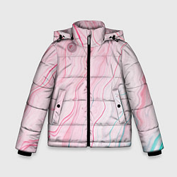 Куртка зимняя для мальчика Розовые и голубые линии и краски, цвет: 3D-черный