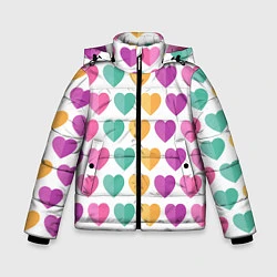 Куртка зимняя для мальчика Яркие сердечки, цвет: 3D-светло-серый