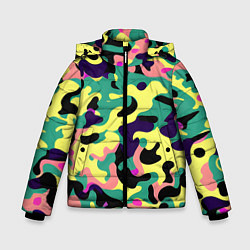 Куртка зимняя для мальчика Неоновый камуфляж, цвет: 3D-черный