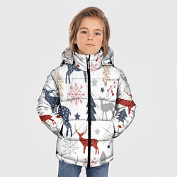 Куртка зимняя для мальчика Олени в новогоднем лесу, цвет: 3D-черный — фото 2