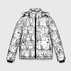Куртка зимняя для мальчика Раскраска кролики в морковном поле, цвет: 3D-черный