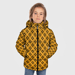 Куртка зимняя для мальчика Черно желтый узор в косую клетку, цвет: 3D-светло-серый — фото 2