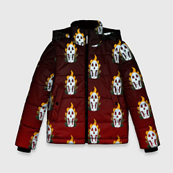 Куртка зимняя для мальчика Горящие черепушки, цвет: 3D-красный