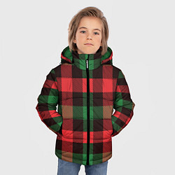 Куртка зимняя для мальчика Рождественский тартан, цвет: 3D-красный — фото 2
