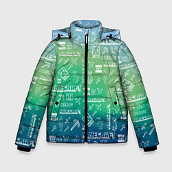 Куртка зимняя для мальчика Майнкрафт символы на потертом фоне, цвет: 3D-красный