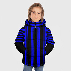 Куртка зимняя для мальчика Черно синий полосатый узор, цвет: 3D-красный — фото 2