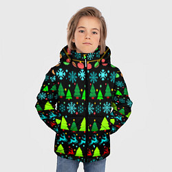 Куртка зимняя для мальчика Узор с ёлками и оленями, цвет: 3D-красный — фото 2