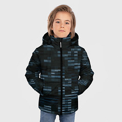 Куртка зимняя для мальчика Чёрные и синие блоки во тьме, цвет: 3D-черный — фото 2