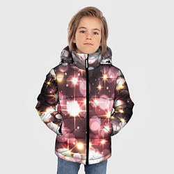 Куртка зимняя для мальчика Сияние розовых и золотых блесток на черном фоне, цвет: 3D-черный — фото 2
