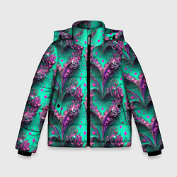 Куртка зимняя для мальчика Паттерн сердца из цветов, цвет: 3D-светло-серый