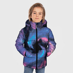 Куртка зимняя для мальчика Ручная роспись галактики акварелью, цвет: 3D-черный — фото 2