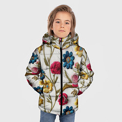 Куртка зимняя для мальчика Эффект вышивка летний узор, цвет: 3D-светло-серый — фото 2