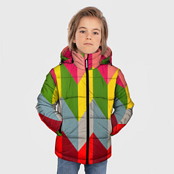 Куртка зимняя для мальчика Разноцветный ромбический абстрактный паттерн, цвет: 3D-красный — фото 2