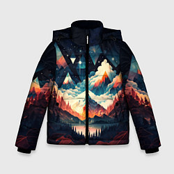 Куртка зимняя для мальчика Футуризм горы, цвет: 3D-черный