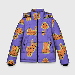 Куртка зимняя для мальчика Принт с леопардами, цвет: 3D-черный