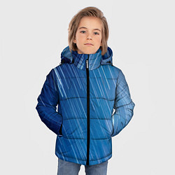 Куртка зимняя для мальчика Белые полосы на синем фоне, цвет: 3D-красный — фото 2