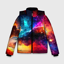 Куртка зимняя для мальчика Космос, созданный нейросетью, цвет: 3D-черный