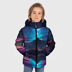 Куртка зимняя для мальчика Ночное небо, пейзаж, цвет: 3D-черный — фото 2