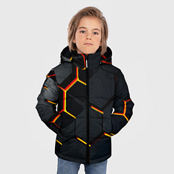 Куртка зимняя для мальчика Плиты стиль соты киберпанк, цвет: 3D-черный — фото 2