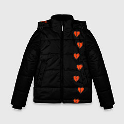 Куртка зимняя для мальчика Дорожка разбитых сердец - темный, цвет: 3D-красный