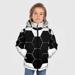Куртка зимняя для мальчика Абстракция текстура соты, цвет: 3D-черный — фото 2