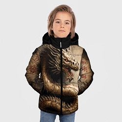 Куртка зимняя для мальчика Китайский дракон с открытой пастью, цвет: 3D-черный — фото 2