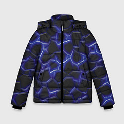 Куртка зимняя для мальчика Синий неон и плиты, цвет: 3D-красный