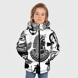 Куртка зимняя для мальчика Египетские знаки, цвет: 3D-черный — фото 2