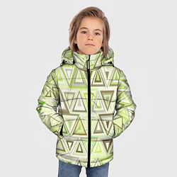Куртка зимняя для мальчика Геометрический светло-зелёный паттерн из треугольн, цвет: 3D-черный — фото 2
