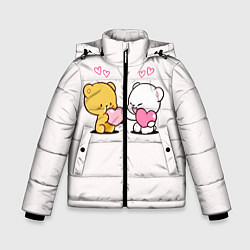 Куртка зимняя для мальчика Мишки с сердечками, цвет: 3D-черный