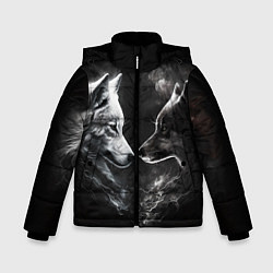 Куртка зимняя для мальчика Пара волков - белый и черный, цвет: 3D-светло-серый