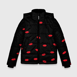 Куртка зимняя для мальчика Поцелуи для любимого, цвет: 3D-черный