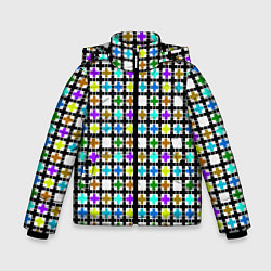 Куртка зимняя для мальчика Геометрический узор в клетку разноцветный, цвет: 3D-красный