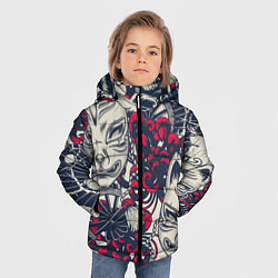 Куртка зимняя для мальчика Восточные маски, цвет: 3D-красный — фото 2