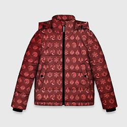 Куртка зимняя для мальчика Паттерн элементали под пиро, цвет: 3D-черный