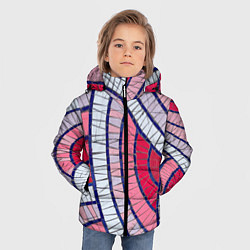 Куртка зимняя для мальчика Абстрактная белая-фиолетовая-красная текстура, цвет: 3D-черный — фото 2