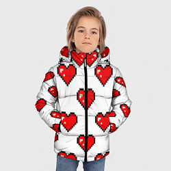 Куртка зимняя для мальчика Сердца в стиле пиксель-арт, цвет: 3D-светло-серый — фото 2
