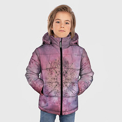 Куртка зимняя для мальчика Мандала гармонии, фиолетовая, космос, цвет: 3D-светло-серый — фото 2