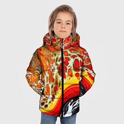 Куртка зимняя для мальчика Брызги краски - красные, оранжевые разводы, цвет: 3D-черный — фото 2
