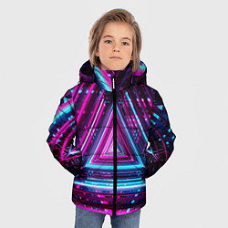 Куртка зимняя для мальчика Неоновые линии, цвет: 3D-черный — фото 2