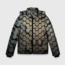 Куртка зимняя для мальчика Сталь и соты, цвет: 3D-черный