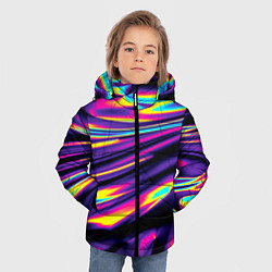 Куртка зимняя для мальчика Неоновые разводы цветных красок, цвет: 3D-черный — фото 2