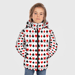 Куртка зимняя для мальчика Карточные масти на белом фоне, цвет: 3D-черный — фото 2
