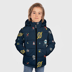 Куртка зимняя для мальчика Паттерн - галактика, цвет: 3D-черный — фото 2