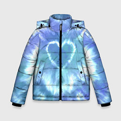 Куртка зимняя для мальчика Сердце - тай-дай - голубой, цвет: 3D-черный