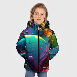 Куртка зимняя для мальчика Капли красок, нейросеть, цвет: 3D-красный — фото 2