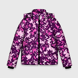 Куртка зимняя для мальчика Розовый глитч камуфляж, цвет: 3D-светло-серый