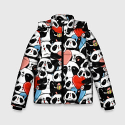 Куртка зимняя для мальчика Панды с сердечками, цвет: 3D-красный